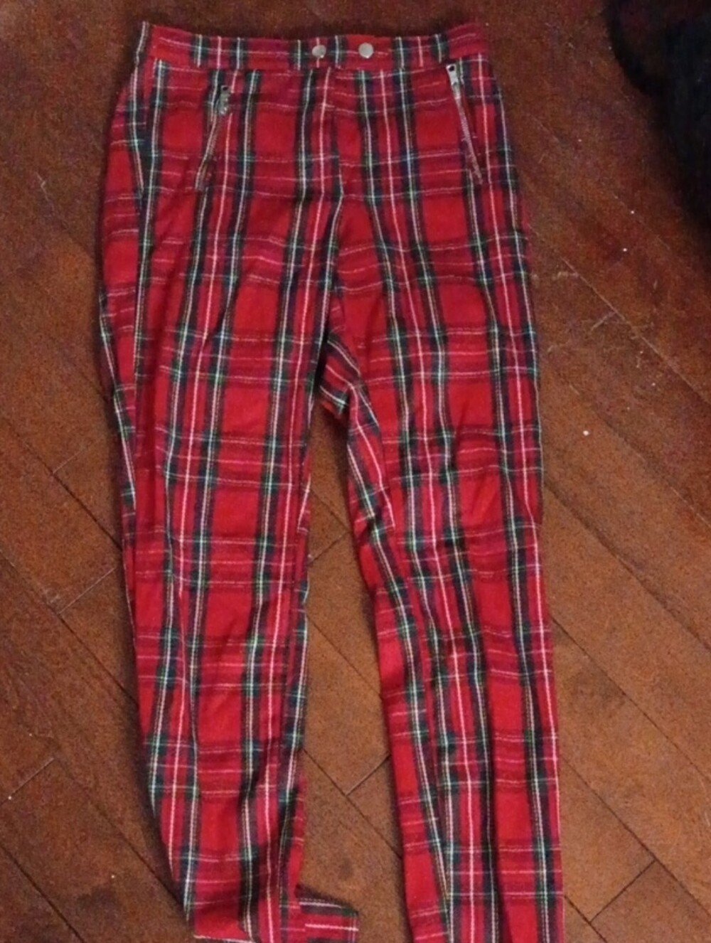 H&M Red Plaid Tartan Chinos